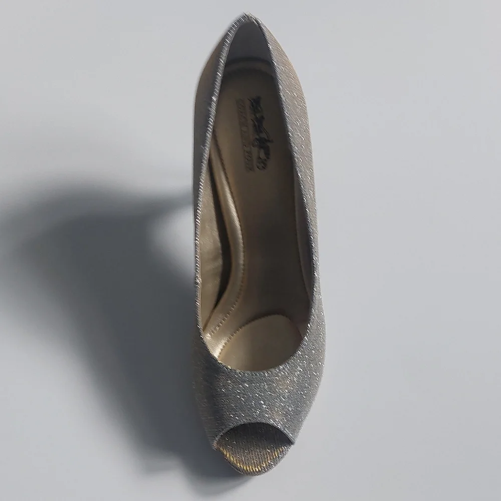 Coach and Four Silver Peep-Toe Heels Womens Size‎ 10